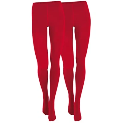 Afbeelding van Yenita Set van 2/4 warme thermische fleece panty&#039;s voor dames, zwart, bruin, rood, blauw, 2 stuks rood
