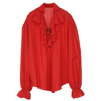 Afbeelding van Piratenblouse rood Maatkeuze: Maat M/L