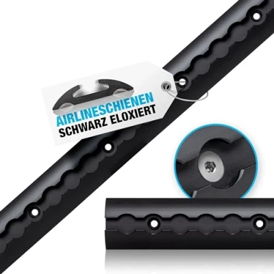 Afbeelding van NTG Halfronde aluminium luchtvaartrails voor het vastzetten van de lading vrachtwagens en campers, geboord geanodiseerd zwart, 0,5/1/2 m (5 (2 x 2 + 1 m)