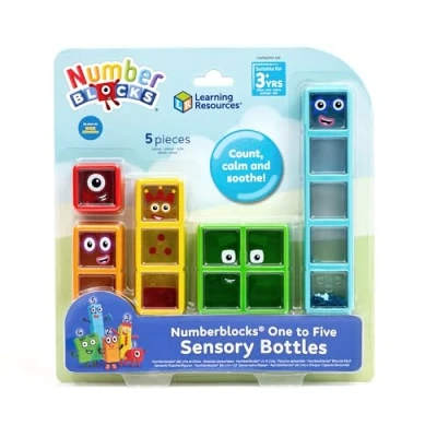Afbeelding van Learning Resources Numberblocks 1 vijf sensorische flessen, speelgoed voor meisjes van 3 jaar, 5 anti stressbuizen in permanente modus, meerkleurig, HM96090 UK
