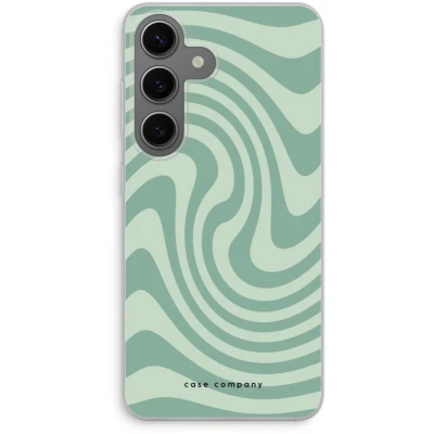 Afbeelding van Case Company® hoesje geschikt voor Samsung Galaxy S24 Swirl Groen Soft Cover Telefoonhoesje Bescherming aan alle Kanten en Schermrand
