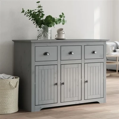 Afbeelding van vidaXL Dressoir BODO 115,5x44x80 cm massief grenenhout grijs