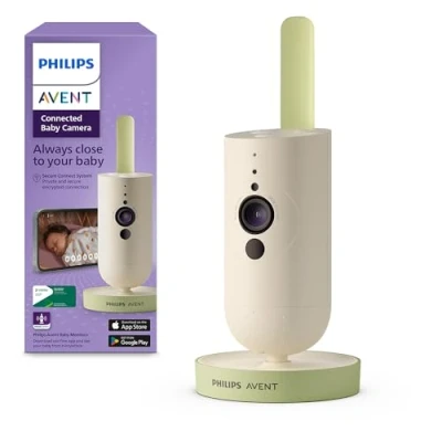 Image de Philips Avent Caméra connectée smartphone, cryptage privé et sécurisé, Babyphone avec application, audio, zoom x 2, vision nocturne, berceuses bruits blancs (modèle SCD643/26)
