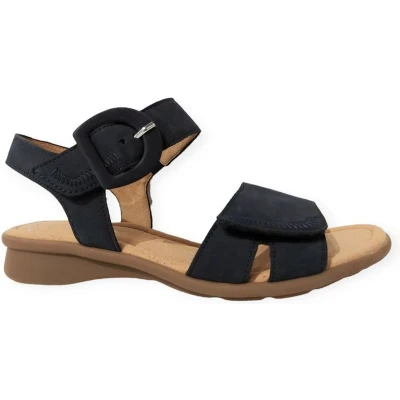 Afbeelding van Gabor Sandalen met enkelbandjes, Dames, Maat: 40.5, Blau Veloursleer