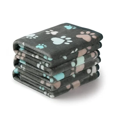 Afbeelding van 1 pak 3 dekens super zacht pluizig premium fleece huisdierdeken flanel nest voor hond puppy kat grijze poot, groot (104 x 76 cm)
