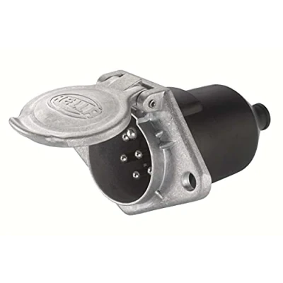 Afbeelding van HELLA 8JB 003 833 031 stopcontact 24V 7 polige platte stekker metaal DIN/ISO 1185