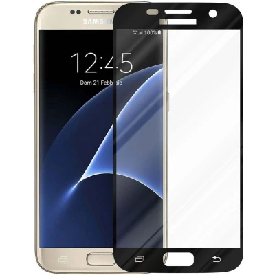 Afbeelding van Cadorabo Volledig scherm pantserfolie geschikt voor Samsung Galaxy S7 in TRANSPARANT met ZWART Gehard (Tempered) display beschermglas 9H hardheid 3D Touch (RETAIL PACKAGING)