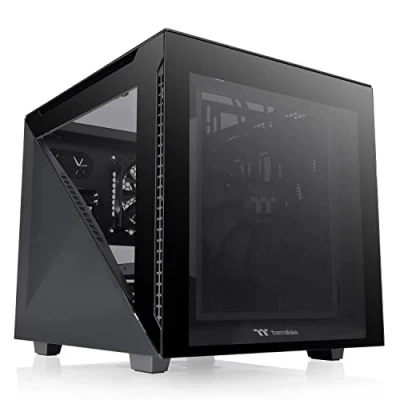 Afbeelding van Thermaltake Divider 200 TG Black Micro tower PC behuizing Zwart 2 voorgeïnstalleerde ventilators, Zijvenster, Stoffilter