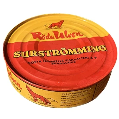 Afbeelding van Surströmming Original HERING Vis in blik Röda Ulven 300 g Zweedse specialiteit Made Zweden The (1 stuk pak), 1 x haring (300 g))