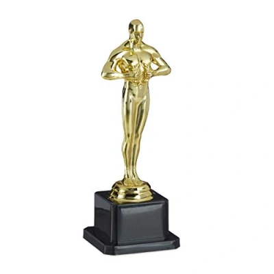 Afbeelding van Relaxdays 10x bokaal met krans Hollywood trofee filmprijs decoratie 18 cm goud