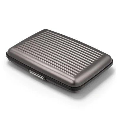 Afbeelding van Porte cartes en aluminium avec fermoir métal, protection RFID contre la fraude et démagnétisation, portefeuille compact, modèle Smart Case STOCKHOLM (Aluminium Titanium)