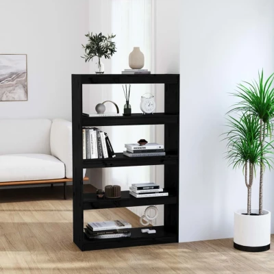 Afbeelding van Boekenkast/kamerscherm 80x30x135,5 cm massief grenenhout zwart