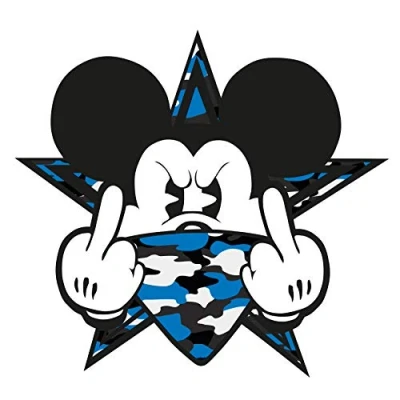 Afbeelding van Finest Folia Set van 2 Gangster Mouse autostickers stinkende vinger en middelvinger voor auto, tankdeksel, achterruit, laptop, koelkast R109 (# blauw)