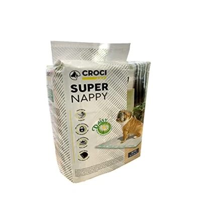 Afbeelding van Croci Super Nappy Daisy Toiletmat voor honden, 57 x 54 cm, 30 stuks, dwarsbalken honden en huisdieren, plassen katten, zeer absorberend, wegwerpbaar, geurremmend