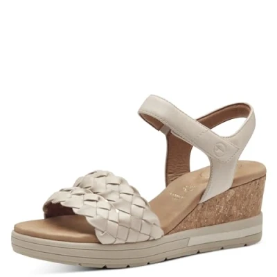 Afbeelding van Tamaris Sandalen met plateauzool, Dames, Maat: 40, Ivory nappa Leer