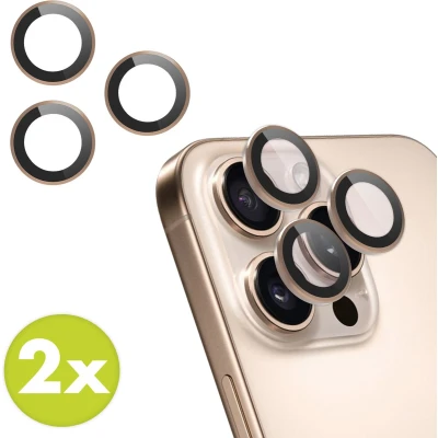 Afbeelding van imoshion 2 Pack Camera lens protector Screenprotector Geschikt voor iPhone 16 Pro, Pro Max Beige