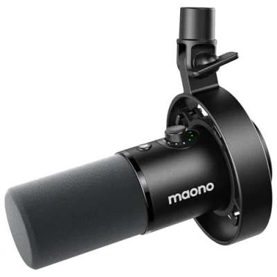 Afbeelding van MAONO PD300X XLR/USB podcast microfoon met ruisonderdrukking, 192 kHz/24 bits hifi audio, mute knop, koppelingssoftware, voor podcasting, streaming, studio opname