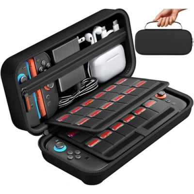 Afbeelding van daydayup Étui de protection compatible avec console Nintendo Switch 2, étui transport rigide pour rangement 20 jeux, et accessoires Noir