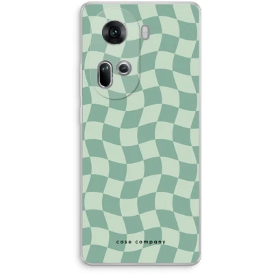 Afbeelding van Case Company® hoesje geschikt voor Oppo Reno 11 Grid Groen Soft Cover Telefoonhoesje Bescherming aan alle Kanten en Schermrand