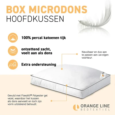 Afbeelding van Hoofdkussen Box Microdons Orange Line Ga naar Dekbed Discounter.nl &amp; Profiteer Nu