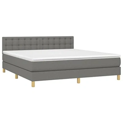 Afbeelding van vidaXL Boxspring met matras stof donkergrijs 160x200 cm