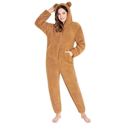 Afbeelding van CityComfort Pyjama voor dames van pluchen fleece, Bruin