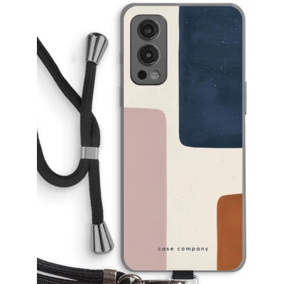 Afbeelding van Case Company® hoesje met Koord geschikt voor OnePlus Nord 2 5G Geo #5 Telefoonhoesje Zwart Bescherming aan alle Kanten en Over de Schermrand