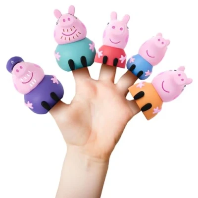 Afbeelding van Peppa Pig DeQube 919D00049 5 vingerpoppen familie water en badspeelgoed vanaf 3 jaar