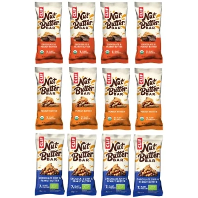 Afbeelding van CLIF Set van 12 biologische energierepen x 50 g 4 pindakaas chocolade hazelnootboter