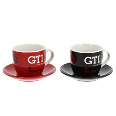 Afbeelding van BRISA VW Collection Volkswagen Set van 2 keramische espressokopjes in GTI design (The Legend/2 kleuren/Set 2/100 ml)