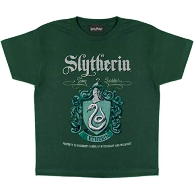 Afbeelding van Harry Potter Slytherin Crest T shirt, kinderen, 104 170, Merce Ufficialee, bosgroen