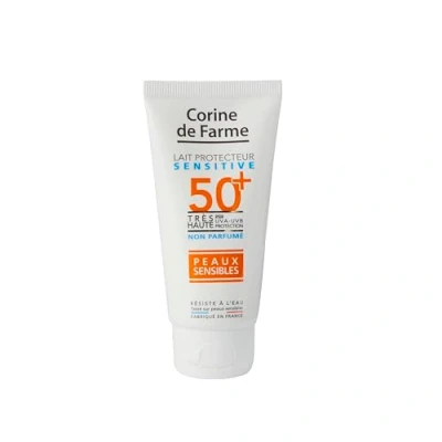 Afbeelding van Corine de Farme Sensitive beschermende melk SPF50+ Zeer hoge UVA &amp; UVB bescherming Gevoelige Huid Waterbestendig Gemaakt in Frankrijk 50 ml