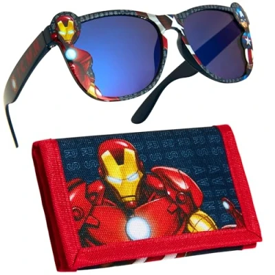 Afbeelding van Marvel Zonnebrilset voor kinderen en portemonnee cadeau kinderen, rood/zwart Avengers