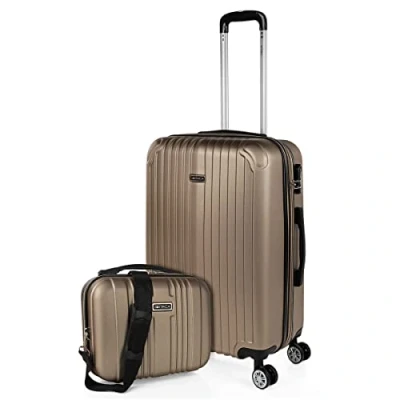 Afbeelding van ITACA Set reiskoffers van ABS met 4 wielen, stevig en lichtgewicht, handvat vergrendeling, cabinekoffer voor handbagage, medium grote koffer, beautycase T71500, Champagne