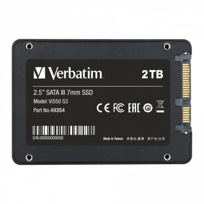 Afbeelding van Verbatim SSD 2TB, SATA III, 6,35 cm (2,5&#039;&#039;), Vi550 550 MB/s, (W) 500 detailhandel