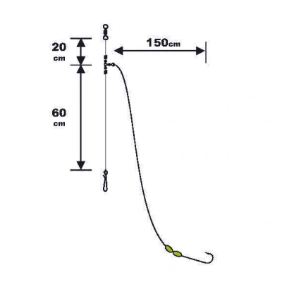 Image de Sunset BDL Surfcasting RS Competition Special Big Fish Fluorocarbon Rig 0,60mm 80cm + 0,50mm 150cm Size 2/0 Bas de ligne mer