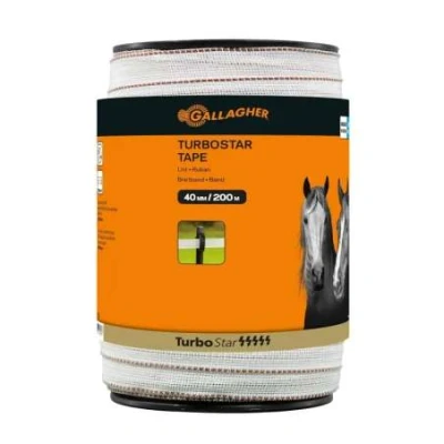 Afbeelding van Ruban TurboStar 40mm blanc, 200m, Gallagher Convient aux l&#039;élevage d&#039;animaux