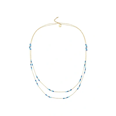 Afbeelding van SINGULARU Collier Long Crystal Sea. Acier avec Plaqué or 18 carats et Verre. Bijoux pour Femme.