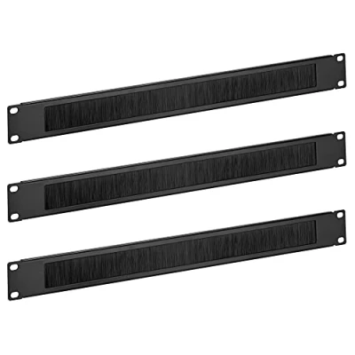 Afbeelding van kwmobile 1u 19&quot; kabelorganizer voor rackkast Set van 3 Met nylon borstelcover betere koelondersteuning Kabelmanagement serverkast