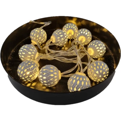 Afbeelding van Lichtsnoer met Metalen Ballen,100cm Wit