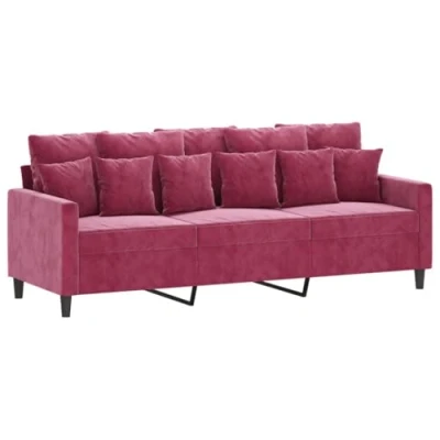 Image de vidaXL Canapé à 3 places Rouge bordeaux 180 cm Velours359317