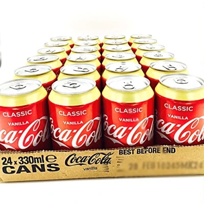 Afbeelding van 24 x Coca Cola blikjes vanille, verfrissende drank, softdrink, cafeïne, 30 cl (24 stuks)