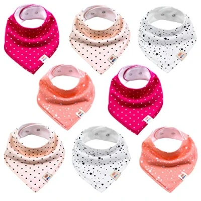 Afbeelding van Driehoekige halsdoek voor baby‘s, 8 stuks, schattig, uniseks van katoen met verstelbare drukknopen, spuugdoek, slabbetjes kleine kinderen, jongens en meisjes