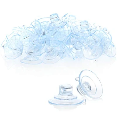 Afbeelding van COM FOUR® 60 x zuignaphouder voor lichtsnoeren, zuignappen met transparante sleuf, houder zuignap decoratie Kerstmis, Pasen, Nieuwjaar (060 stuks, transparant)