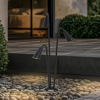 Afbeelding van Lindby tuinpadverlichting Sorvete, zwart, metaal, 3 lamps, 83cm