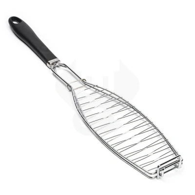 Afbeelding van BBQ visgrill zilver/zwart staal 58 x 10 cm