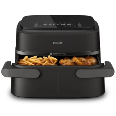 Afbeelding van Airfryer Philips Serie 1000 dubbele lade met afneembare scheidingswand, 7,1 l, RapidAir technologie, 10 kookmodi, 90% minder vet, compact design, HomeID (NA154/00)