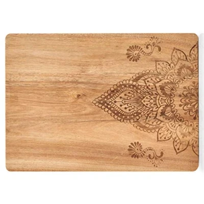 Afbeelding van Zeller snijplank mandala print hout rechthoekig 40 cm serveerplank