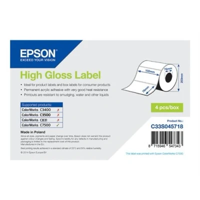 Afbeelding van Epson printeretiketten HG 102mm x 76mm, 1570
