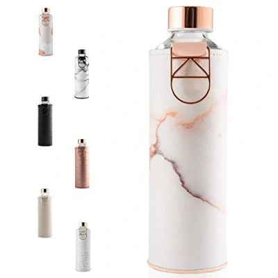 Afbeelding van Equa Glazen Waterfles Lava 750 ml Mismatch met Hoes Imitatieleer BPA vrij